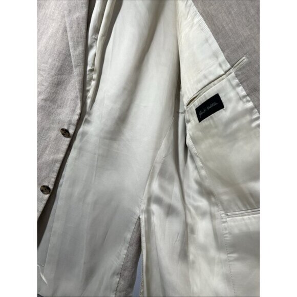 John W Nordstrom Men’s Blazer 42L Long 42 100% Linen 2 Button Jacket Beige Lined - Picture 3 of 9